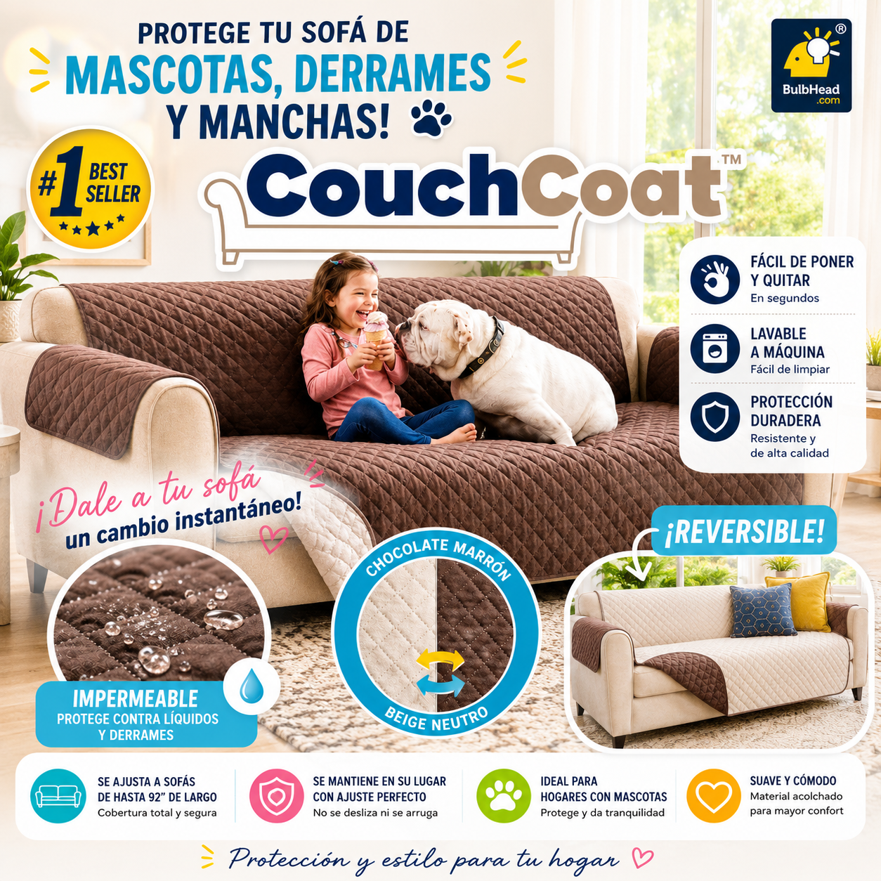 🛋️ Protector de Sofá Reversible CouchCoat™: ¡Renueva y Protege tu Hogar con Estilo! 🐾
