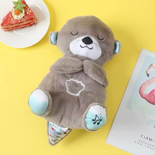 Peluche Relajante para Bebé que Simula Respiración (Nutria Marrón)